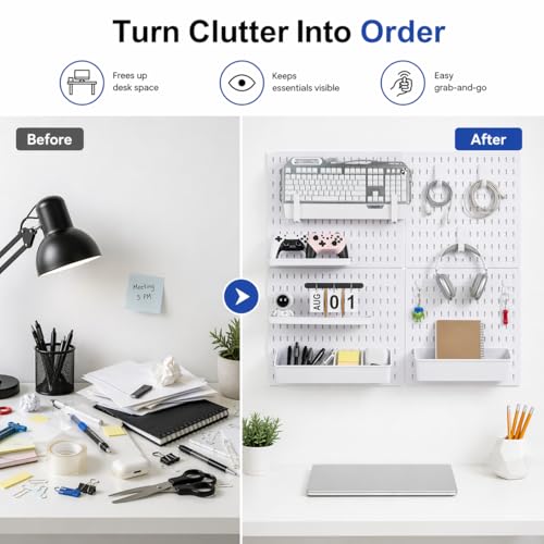 Colville White Pegboard Wall Organizer Kit, 24 x 24 in, 4 Panels - Image 7