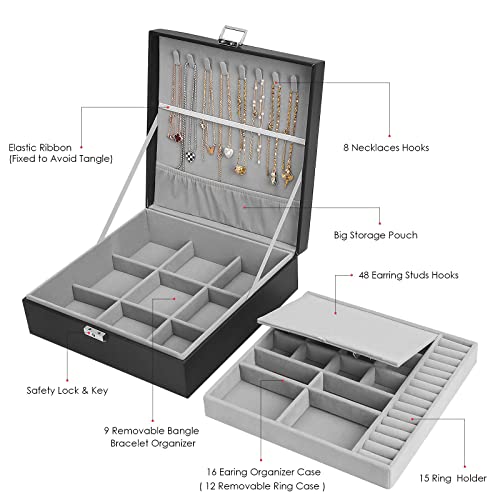 Jewelry Box, Jewelry Boxes for Women & Men with PU Leather - Image 3