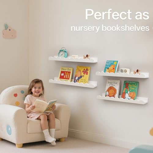 Scalloped Baby Book Floating Shelf for Wall 24 inch Set - Image 5