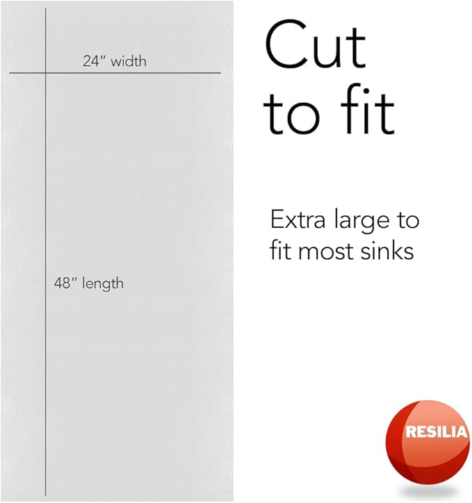 RESILIA Premium Under The Sink Mat- Large Universal Size, Cut to Fit Cabinets, Shelf & Drawer Liners, Thick Plastic Diamond Plate Surface, 24 x 48 inches, Black, Made in The USA