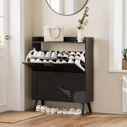 Homleke Farmhouse Shoe Storage Cabinet with Flip Dra | Home Organizati - Image 4