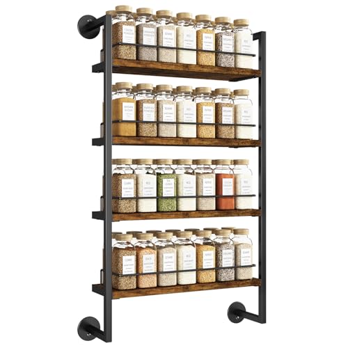 IBUYKE 4 Tier Spice Rack Wall Mount for Kitchen,Brown TLJ016H - Image 2