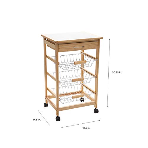 Organize It All Mobile Kitchen Utility Cart with Wire Drawers - Image 7