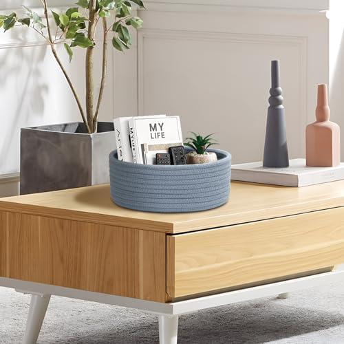 Small Shelf Storage Baskets for Organizing, 6 Pack Round Cotton - Image 5