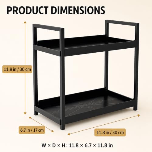 Bathroom Counter Organizer, 2 Tier Black Counter Shelf - Image 3
