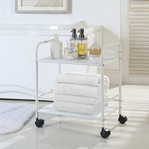 SunnyPoint 2-Tier Metal Rolling Utility Cart – Mobile Storage - Image 5