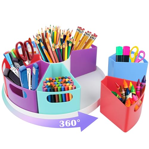 Rotating Art Supply Organizer Storage Caddy for Kids - 9 Bin - Image 2