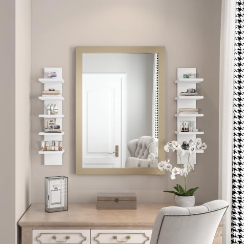 5 Tier Wall Shelves White, Vertical Column Shelf Floating Storage - Image 3