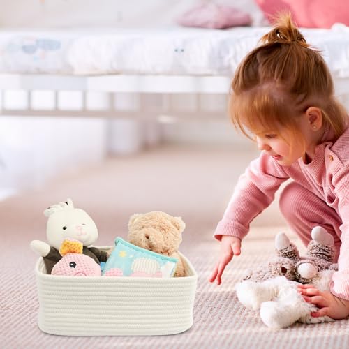 XUANGUO Small Woven Storage Baskets for Shelves, 12" x 8" x 5" - Image 4