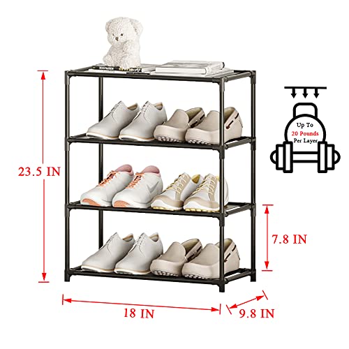 Small Shoe Rack 6-8 Pairs Sturdy Shoe Shelf 4-Tiers Narrow - Image 4
