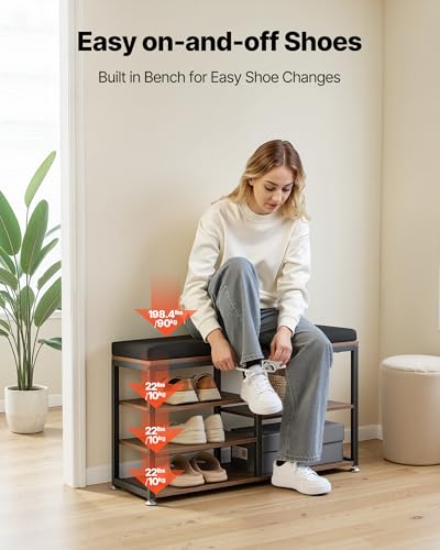 VEVOR Coat Rack with Shoe Bench, 3-in-1 Shoe Coat Rack - Image 6