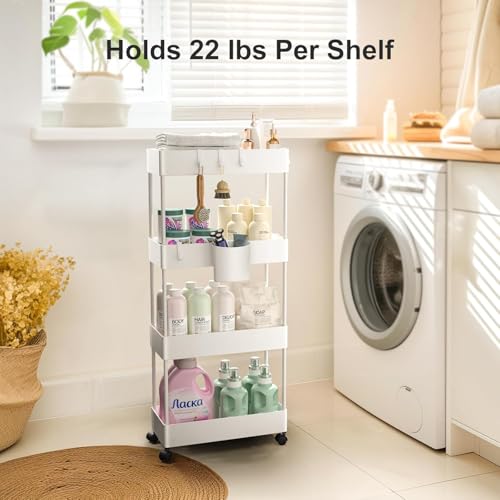 Pipishell 4 Tier Slim Storage Cart with Wheels, Laundry Cart - Image 5