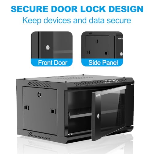 6U Wall Mount Server Rack Enclosure with Locking Glass Door - Image 5