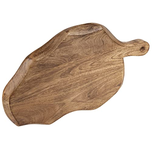 GoCraft Wooden Cutting Board with Handle | Mango Wood Leaf Shape - Image 4