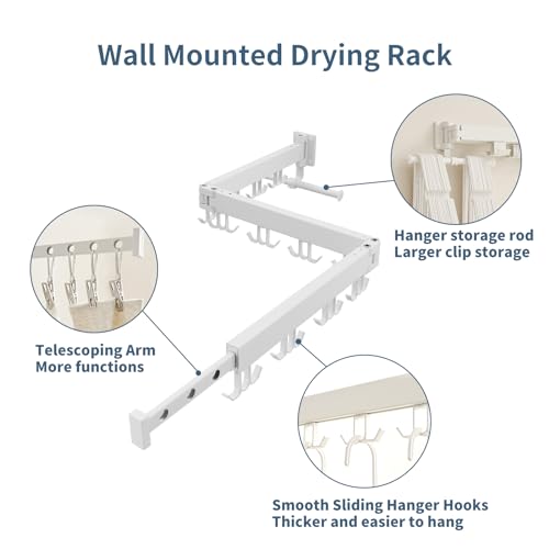 JOOM Aluminum Wall Mounted Clothes Drying Rack, 51-Inch Tri-Fold - Image 4