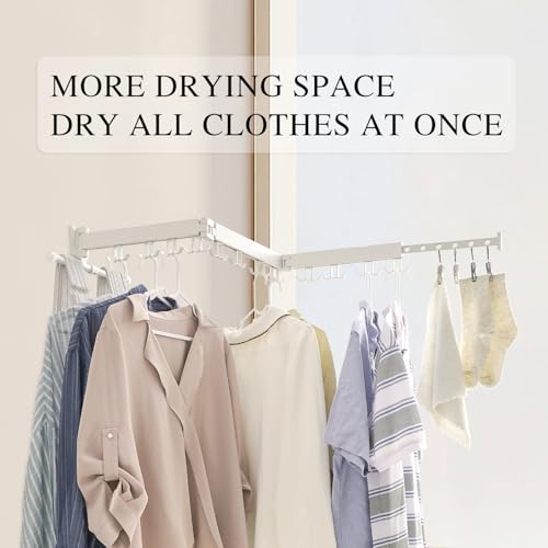 Wall Mounted Clothes Drying Rack Tri-Fold, White - Image 4