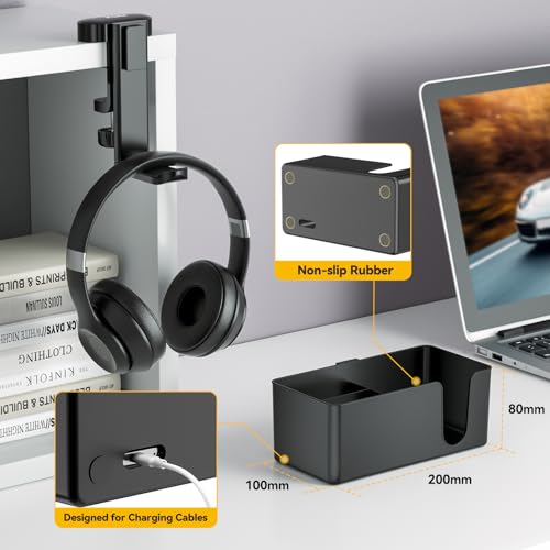 KDD 4 in 1 Desk Cup Holder - Clamp on Under Desk Headphone - Image 5