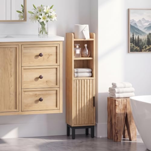 Small Bathroom Storage Cabinet Corner Narrow Toilet Paper - Image 4