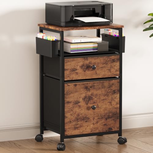 File Cabinet, Rolling Cart with 2 Storage Drawers and 2 - Image 2
