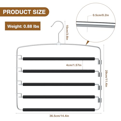 Pants Hangers Space Saving, 2 Pack Anti-Slip Space Saving Hangers - Image 3