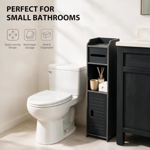 Toilet Paper Holder Stand, Slim Bathroom Storage Cabinet - Image 4