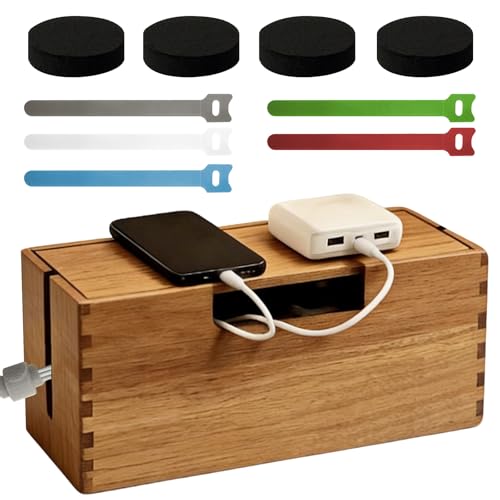 Acacia Wood Cable Management Box, Wooden Cord Hider | All Products - Image 2