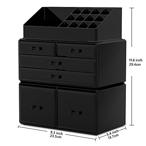 READAEER Makeup Organizer 3 Pieces Cosmetic Storage Case with 6 - Image 3