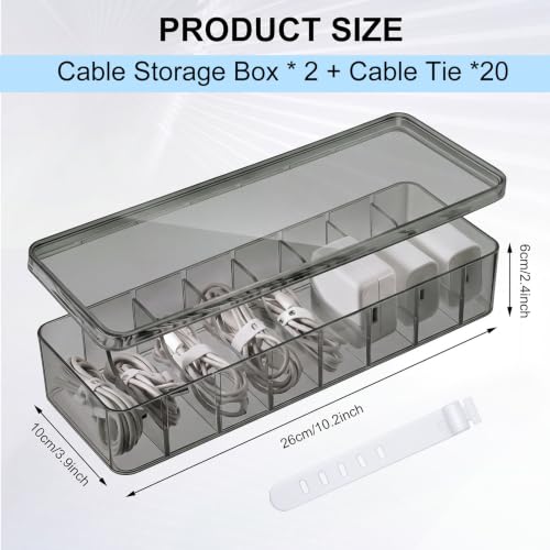 Tatuo Cord Organizer for Drawer Desktop, Gray, 2 Pack - Image 3