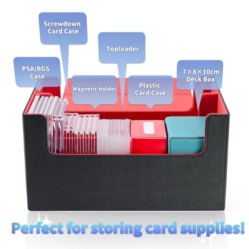 Graded Card Storage Box - Holds 80 PSA/BGS Slabs (Black and Red) - Image 6