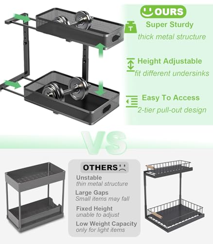 Under Sink Organizer 2 Pack, High Adjustable 2 Tier | Under Sink Stora - Image 3