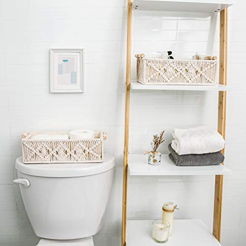 Mkono 2Pc Macrame Storage Basket, Boho Decor Toilet Paper - Image 3