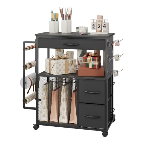 Takywep Gift Wrapping Organizer Storage Cart, Rolling Gift - Image 4
