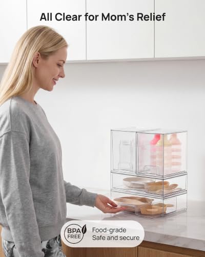 Vtopmart Clear Stackable Storage Drawers Set of 4, Baby - Image 7