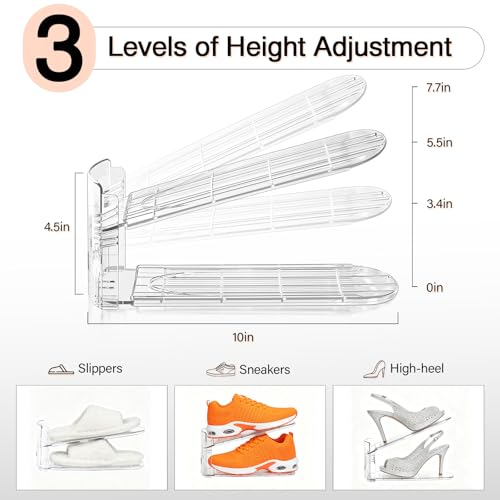 Shoe Slots Organizer, Adjustable 3-Level Shoe Stacker for Closet - Image 3