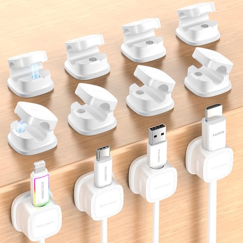 Rocoren 12‑Pack Magnetic Smooth Adjustable Cable Clips Cord - Image 1