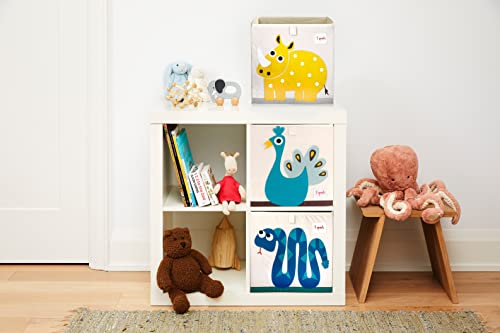3 Sprouts Toy Storage Cube Bin, Foldable Storage Box, Rhino - Image 3