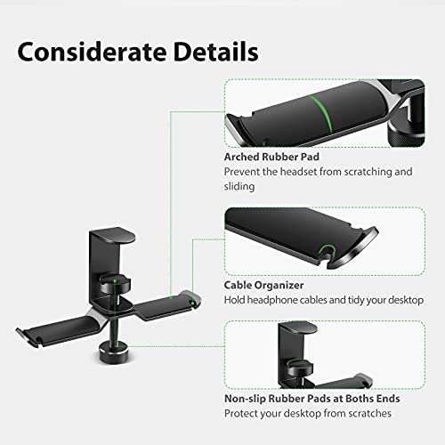 Dual Headphone Stand Hanger Under Desk, 360 Degree - Image 4