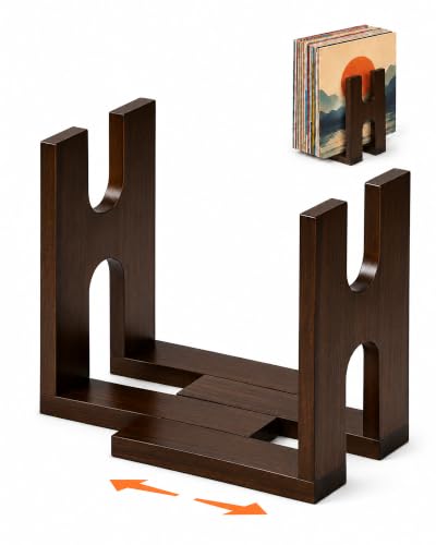 Vinyl Record Holder, Adjustable Solid Wood Stand - Image 2