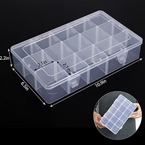 Bead Organizer Storage 3 Pack 15 Grid Clear Plastic Tackle - Image 4