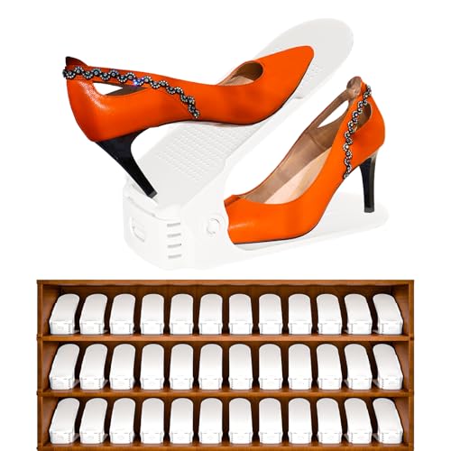 36 Pack Adjustable 50% Space-saving Shoe Slots Organizer, White - Image 2