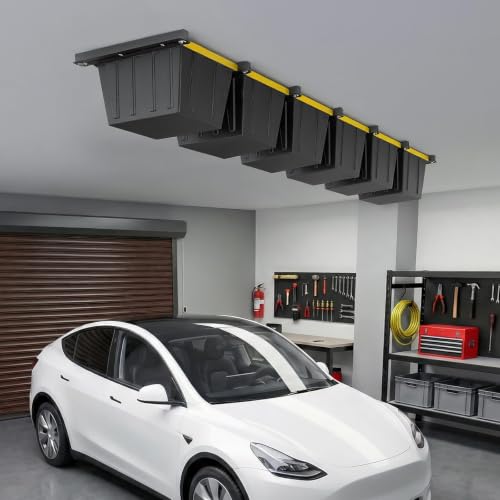 6-Bin Garage Ceiling Bin Storage Rack, Connectable Ceiling - Image 3