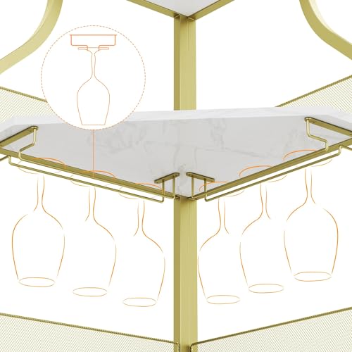 Jojoka 5-Tier Corner Bar Cabinet with Wine Rack & Glass Holder - Image 7