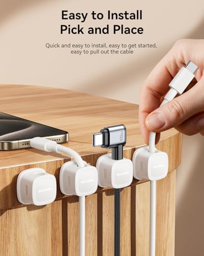 Rocoren 12‑Pack Magnetic Smooth Adjustable Cable Clips Cord - Image 6