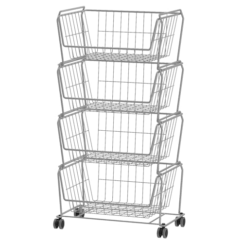 PUSDON 4-Tier Spacious Stackable Wire Storage Baskets - Image 2