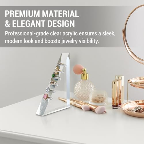 MyGift Premium Clear Acrylic 6-Slot Ring Holder Display - Image 3