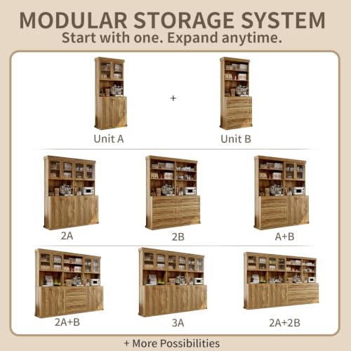 71" Tall Modular Bookshelf Cabinet Set of 2, Modern Bookcase - Image 5