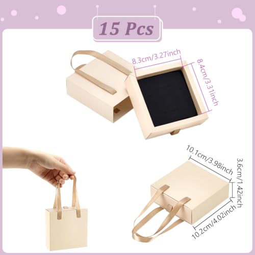 NBEADS 15 Pcs Luxury Jewelry Gift Box, 4.02x3.98x1.42 inch Square - Image 3
