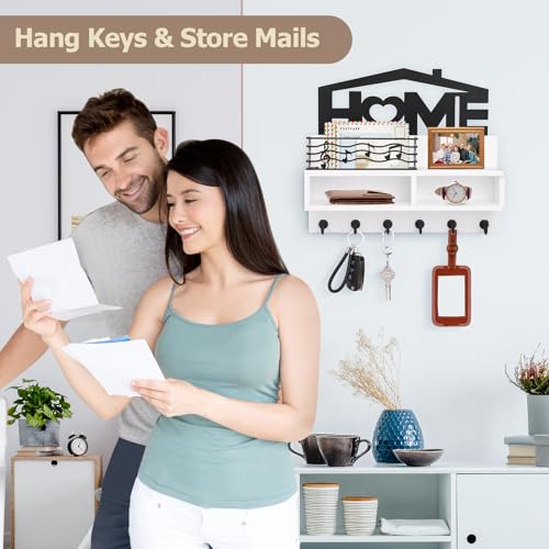 Key Holder Wall Mount, Decorative Wood Mail and Key Organizer - Image 3