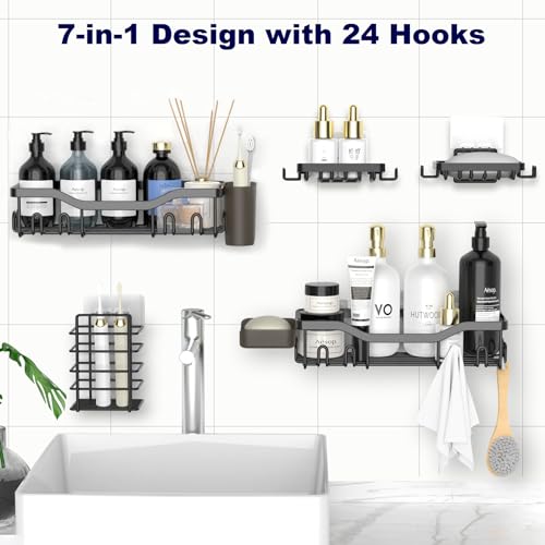 NESOMI 7-Pack Shower Caddy Adhesive,Stainless Steel Shower - Image 5