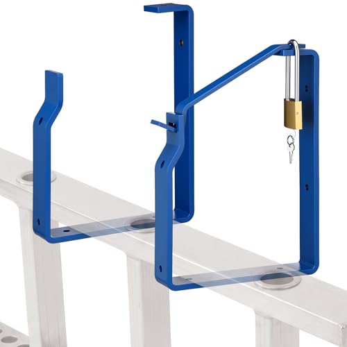2 Pack Lockable Wall Ladder Rack with Securing Lock, Blue - Image 2